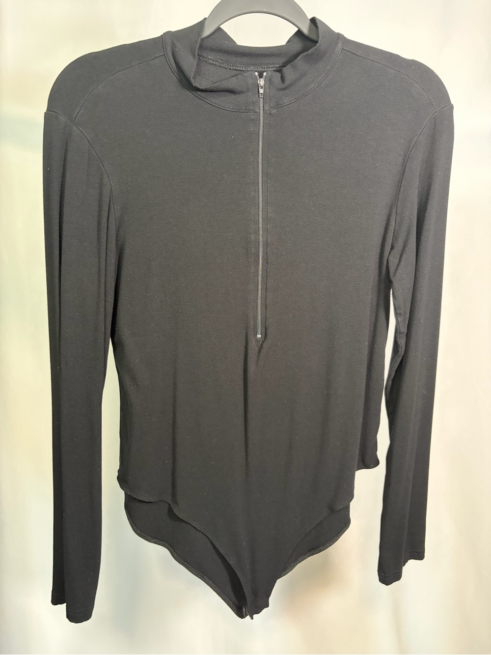 Mangopop Black Zip Mock Neck Bodysuit XL Long Sleeve
